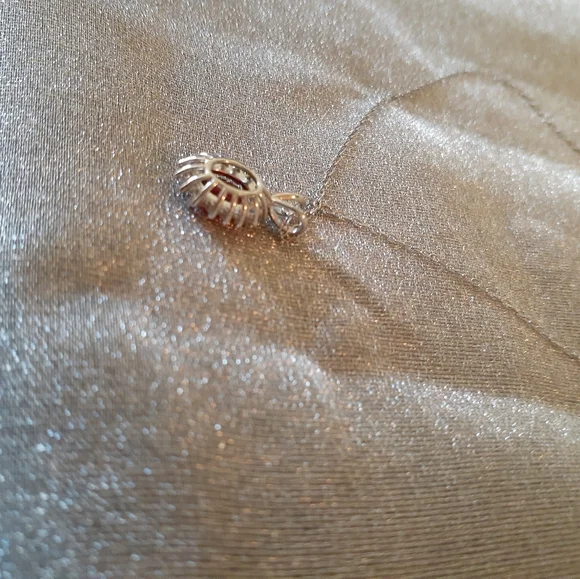 1/2 Price Marked Sterling Silver Genuine Garnet and White Topaz Pendant, Chain - Picture 4 of 12